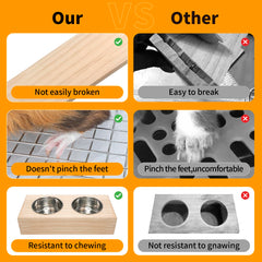 BESNEW iron bowls integrated design supports fresh water beside hay for small pets