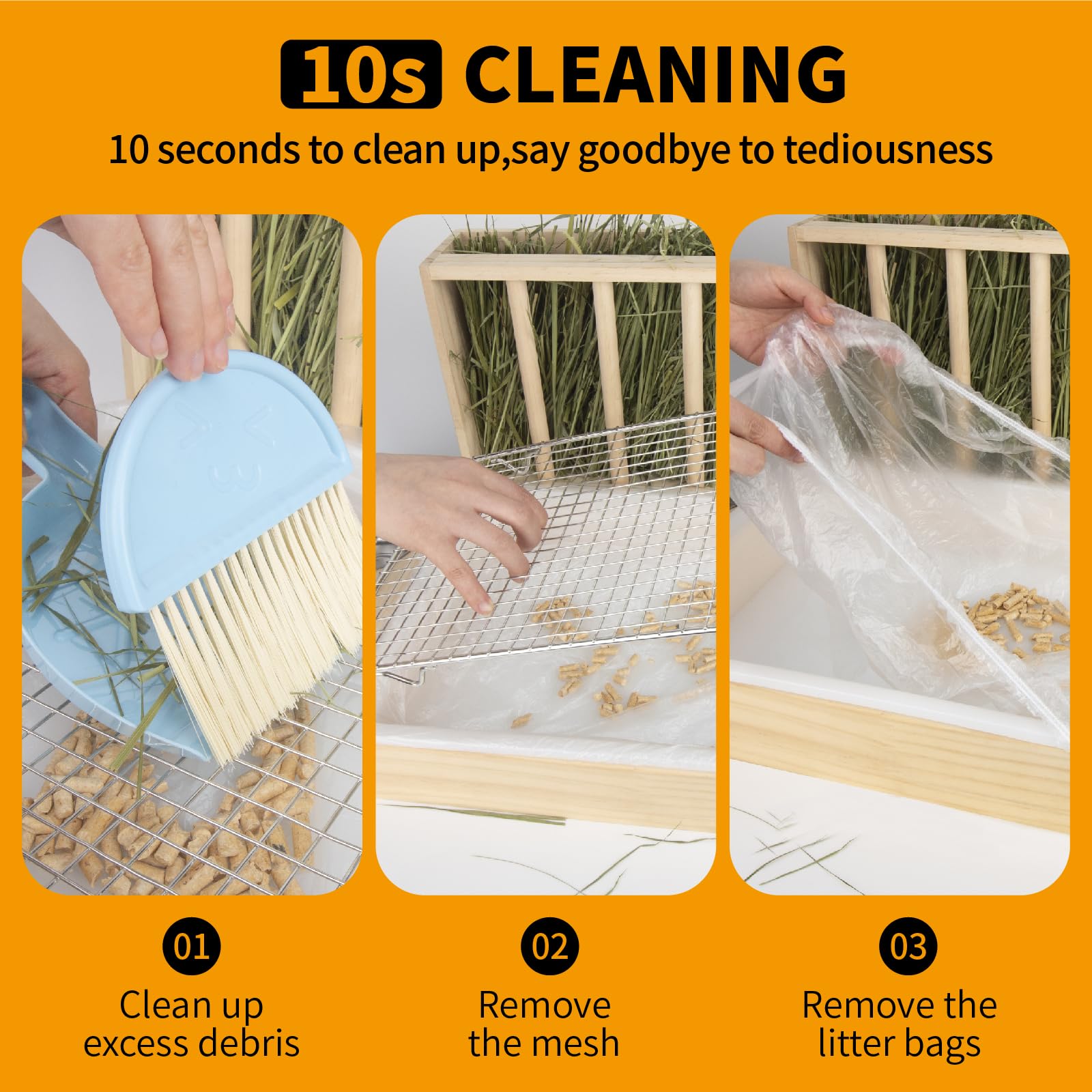 BESNEW rabbit hay feeder with litter box for streamlined feeding and waste separation