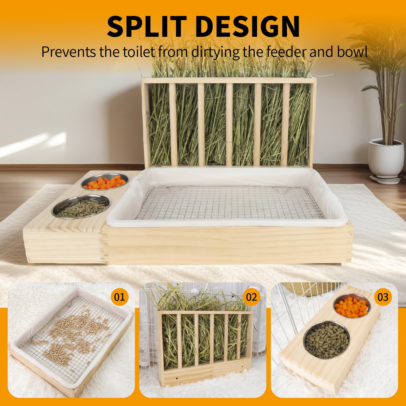 BESNEW stainless steel mesh close-up showing waste-free hay access for rabbits