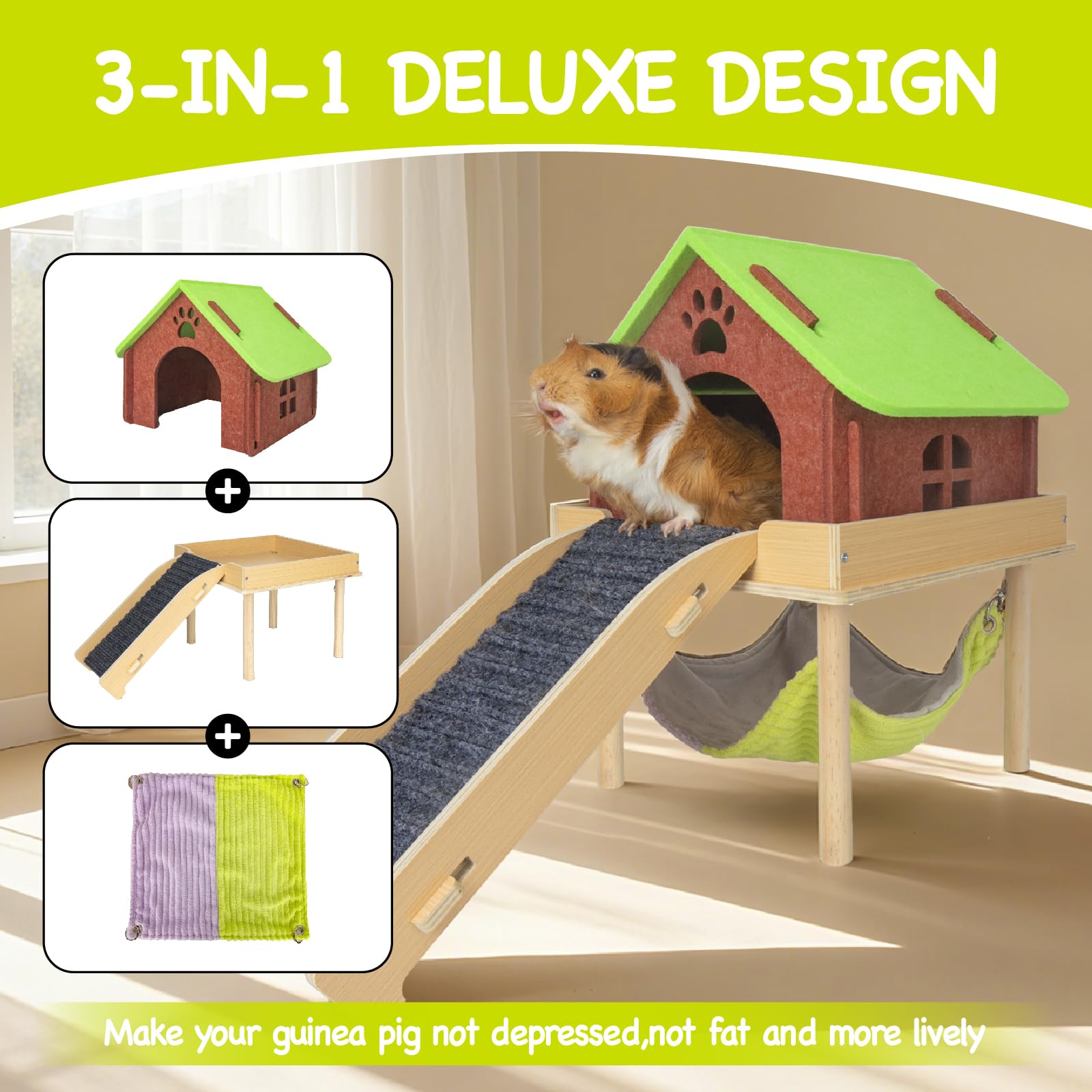 BESNEW guinea pig hideout house creates a secure retreat and nap spot