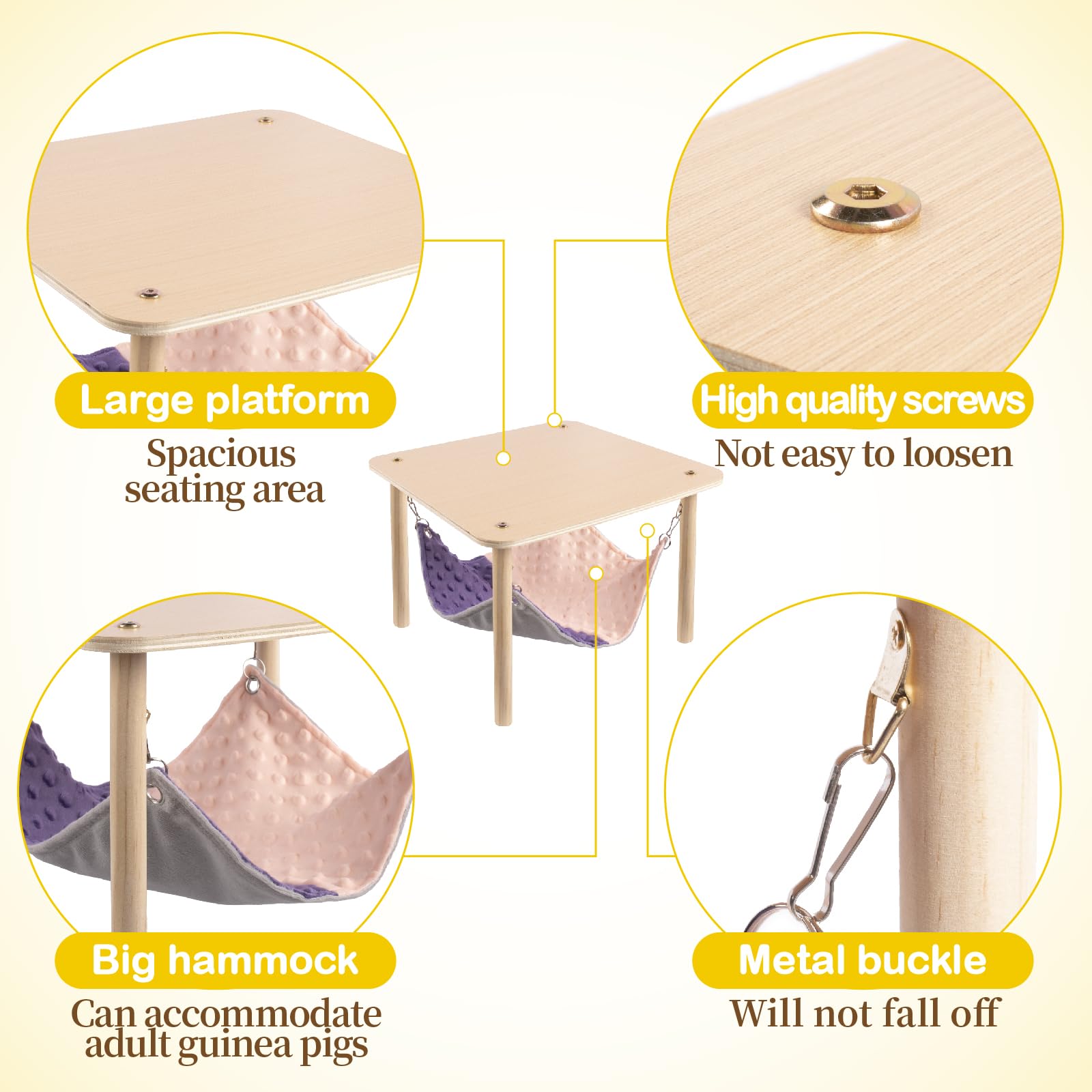 BESNEW guinea pig hammock assembly steps image demonstrates quick, simple setup.