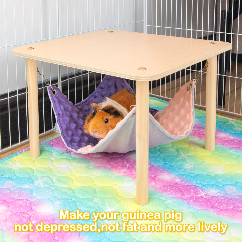 BESNEW guinea pig hammock platform highlights spacious lounging area for pets.
