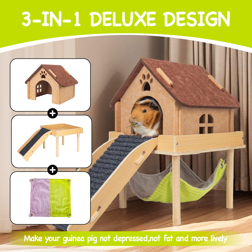 BESNEW guinea pig hammock-platform combo offering resting, climbing, and social play.