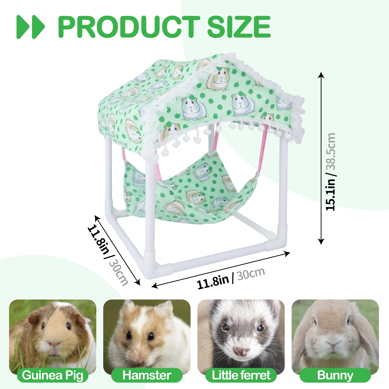 BESNEW guinea pig hammock dimensions illustrate fit for small cages