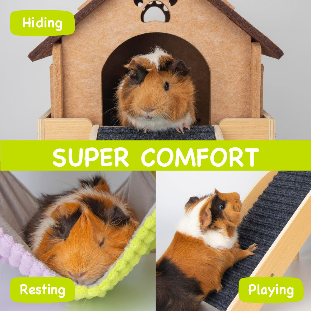 BESNEW guinea pig house hideout provides a private retreat for napping and hiding.
