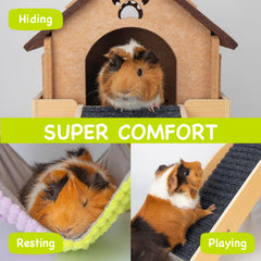 BESNEW guinea pig house hideout provides a private retreat for napping and hiding.