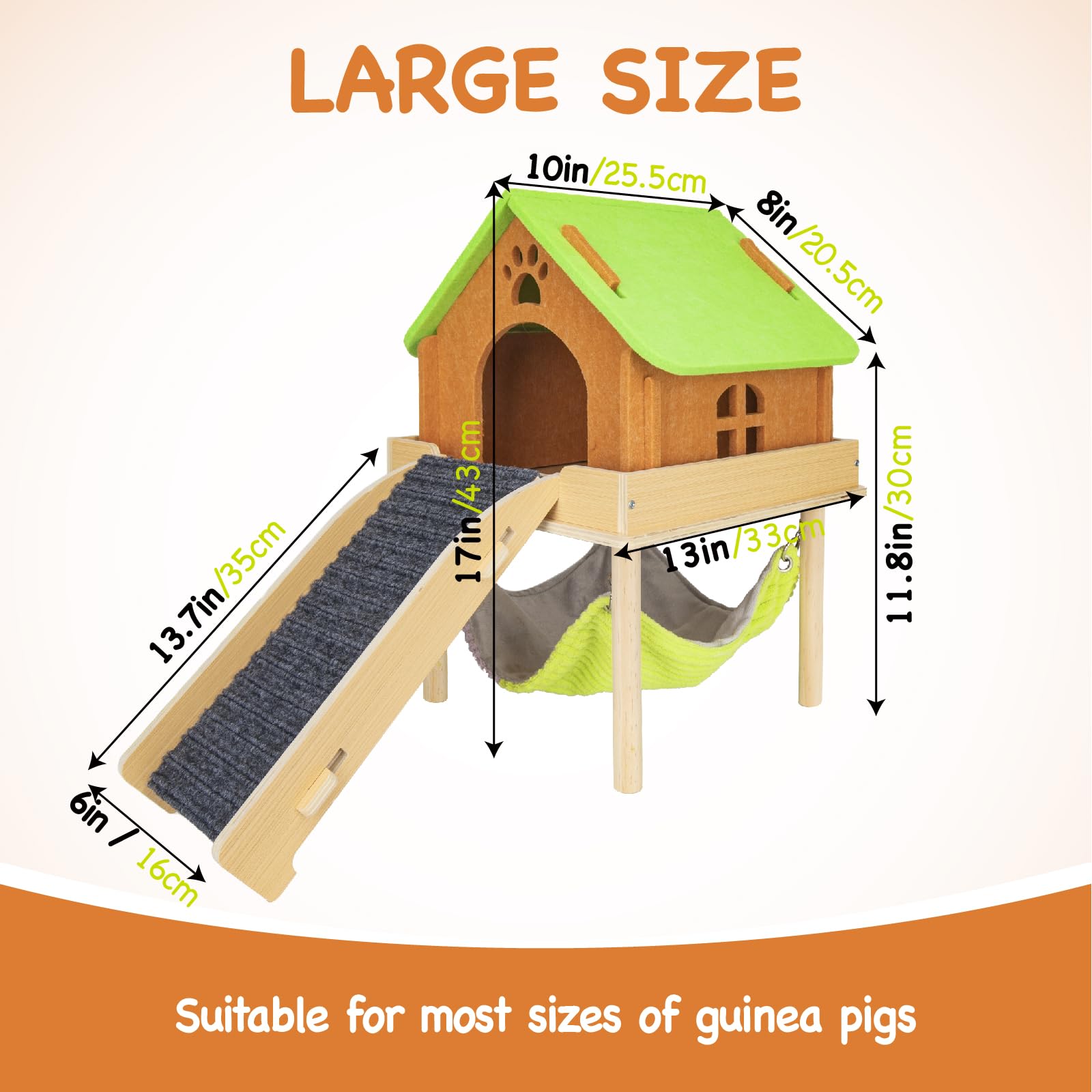 BESNEW large platform with guardrails helps secure guinea pigs during play.