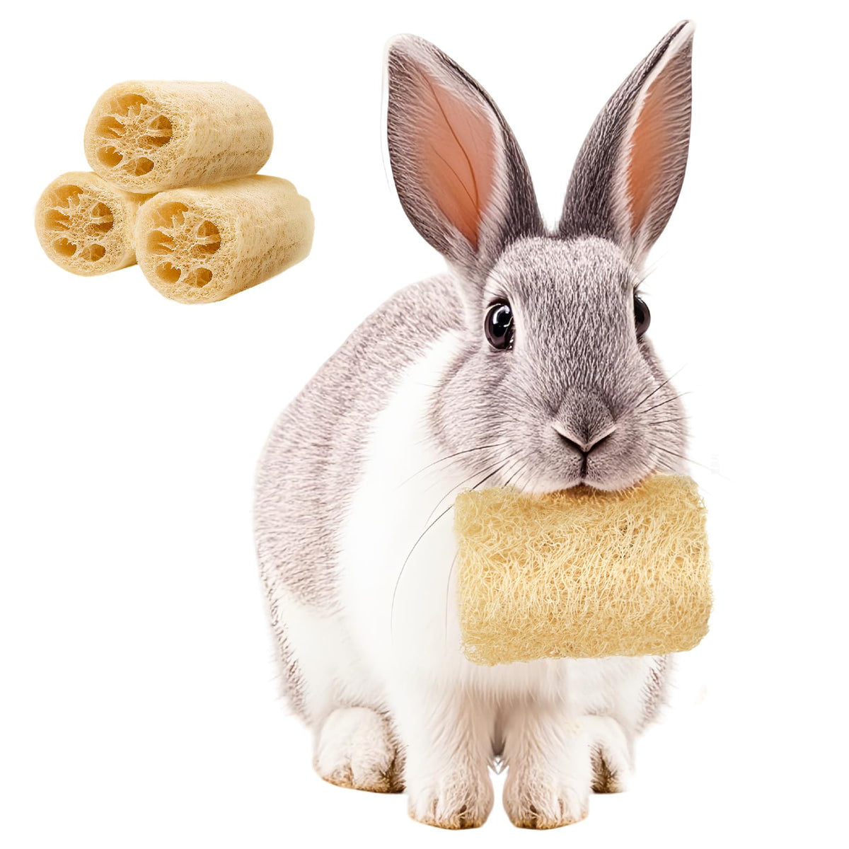 Besnew Rabbit Loofah Toy Set—natural chew options for small pets