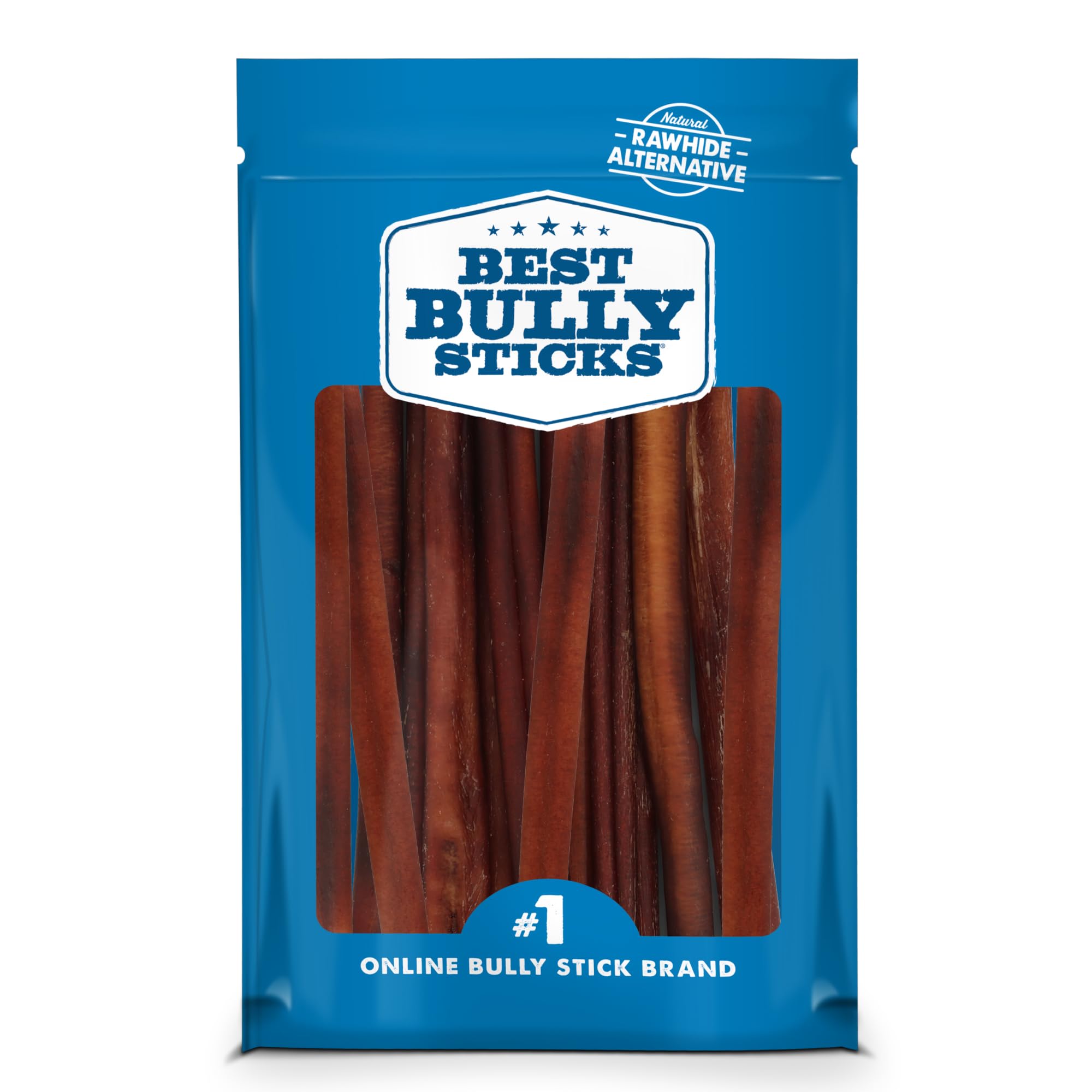 Best Bully Sticks 12inch dog chew close-up, durable beef treat supports dental health.