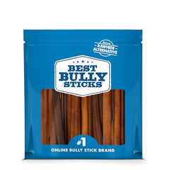 Best Bully Sticks 6 Inch dog chews packaged for easy viewing and long chew time
