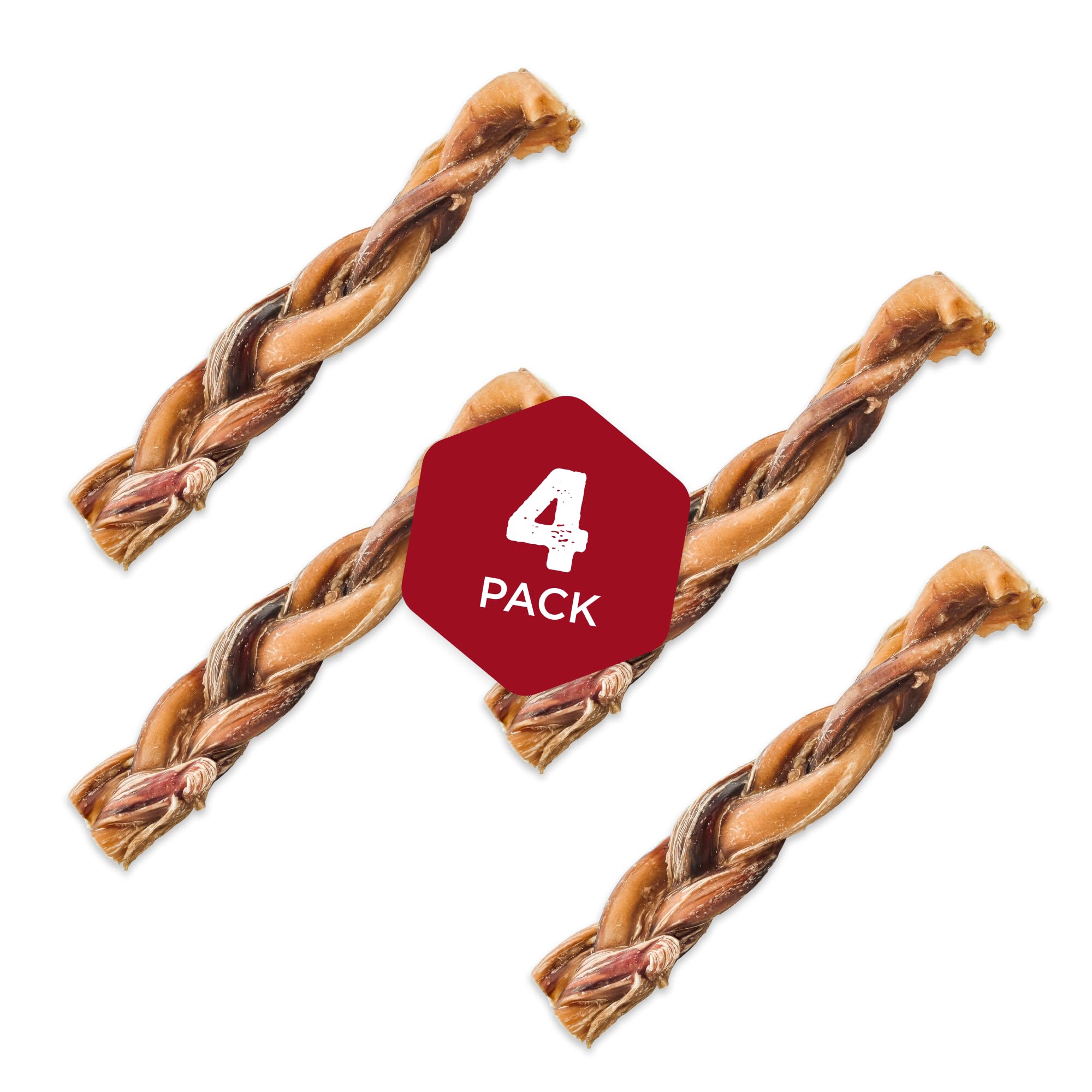 Best Bully Sticks braided chew image; rawhide-free single-ingredient beef option.