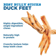 Best Bully Sticks Duck Feet crunch—crunchy texture aids dental care.