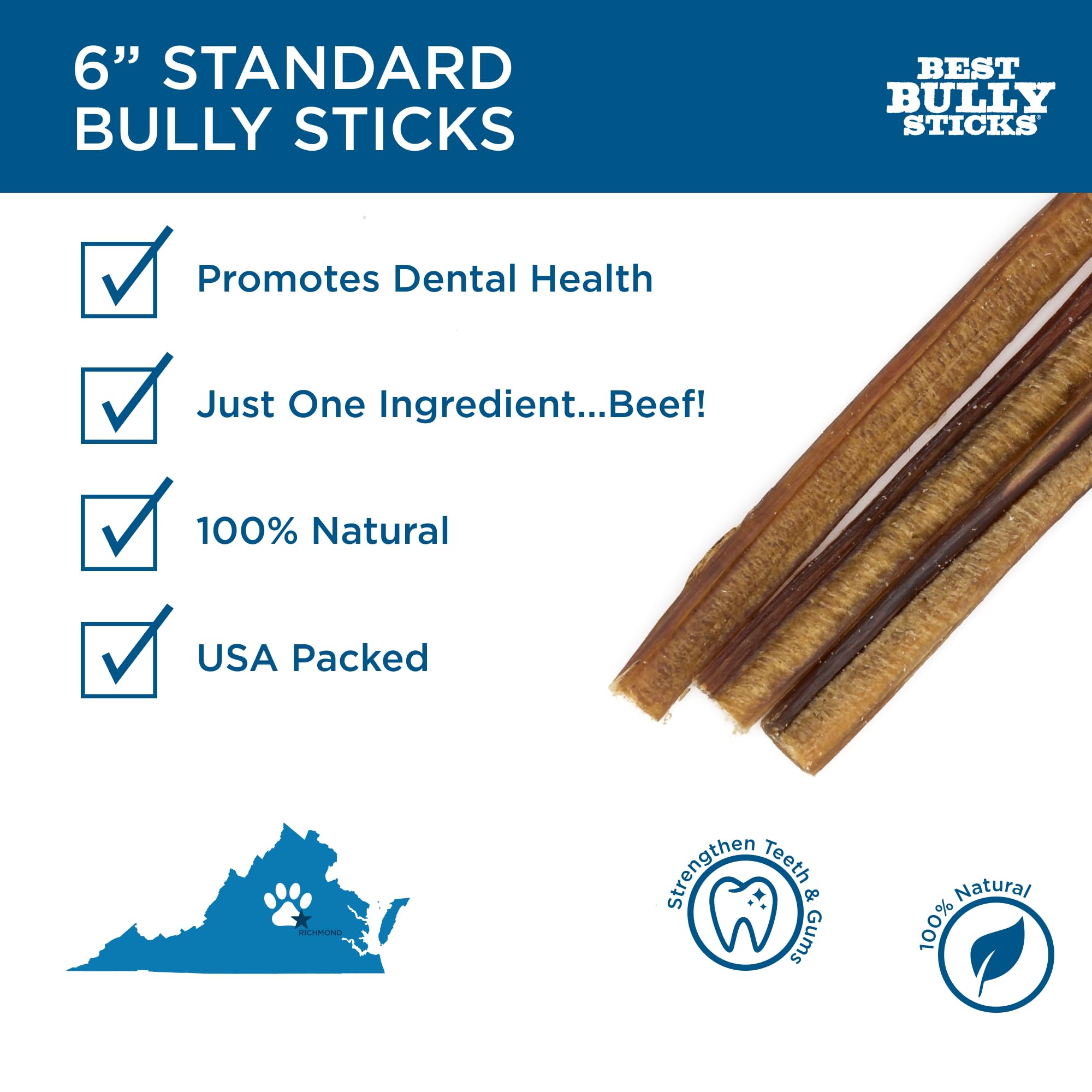 Best Bully Sticks grain-free-ingredients: 100% beef, no additives, a pure treat for sensitive tummies.