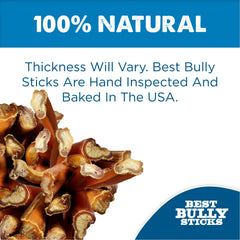 Best Bully Sticks grass-fed beef chew highlighting 100% beef and grain-free ingredients.