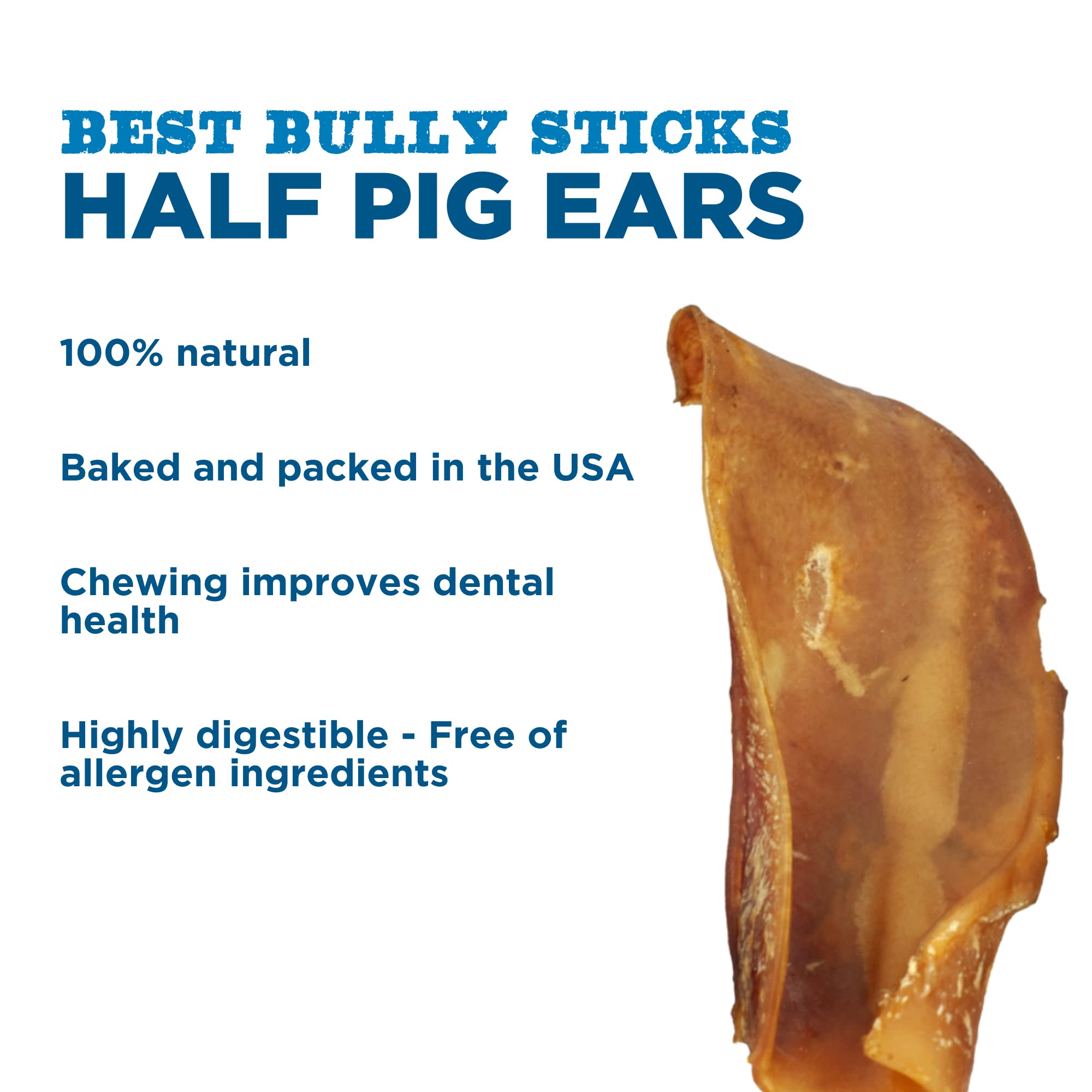 Best Bully Sticks half-pig ears for dogs half-size chews ideal for small dogs.