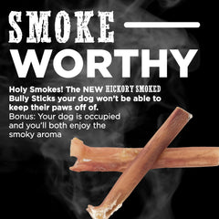 Best Bully Sticks Hickory Smoked 4in aroma closeup emphasizes smoky scent.
