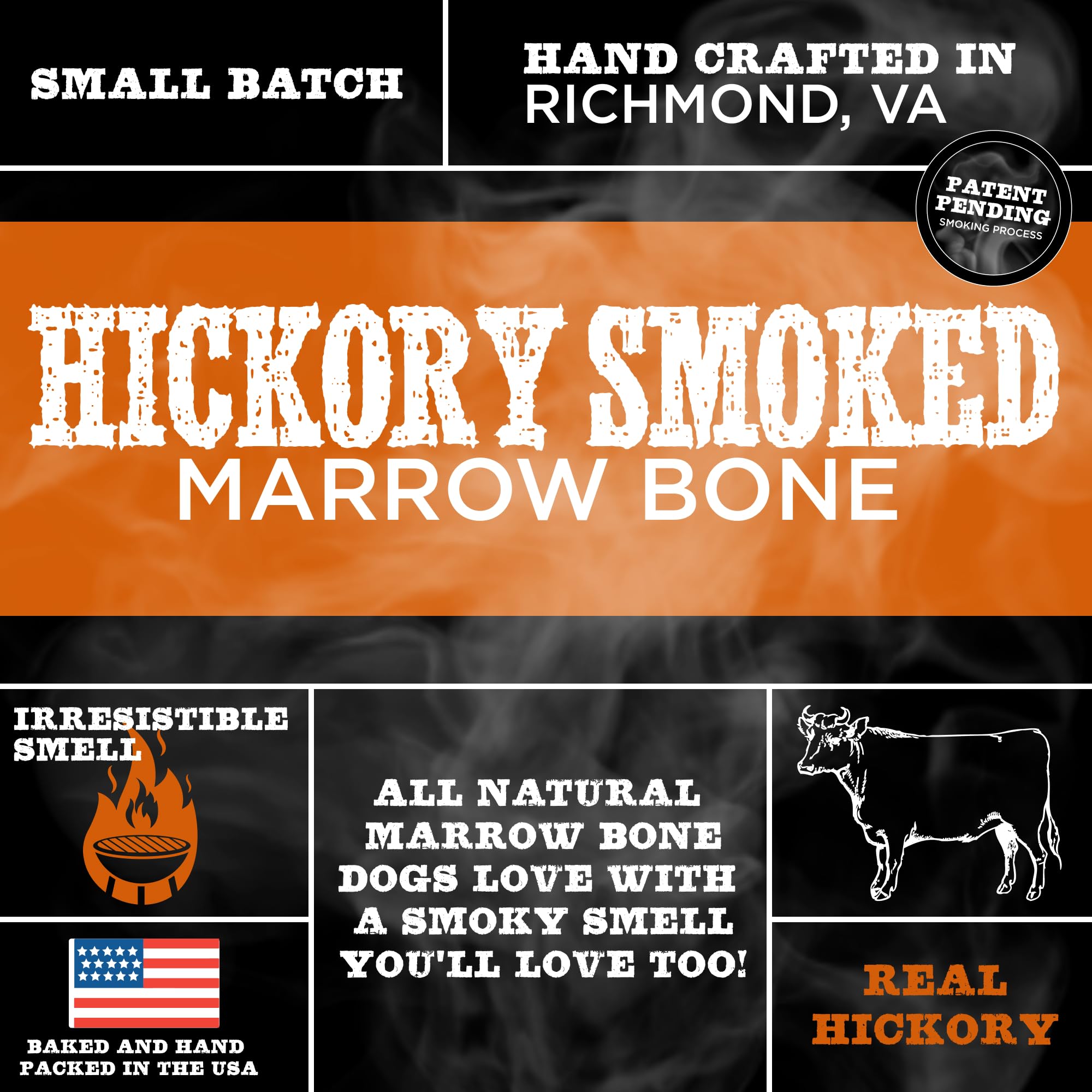 Best Bully Sticks Hickory Smoked Marrow Bones pack label highlights additive-free promise