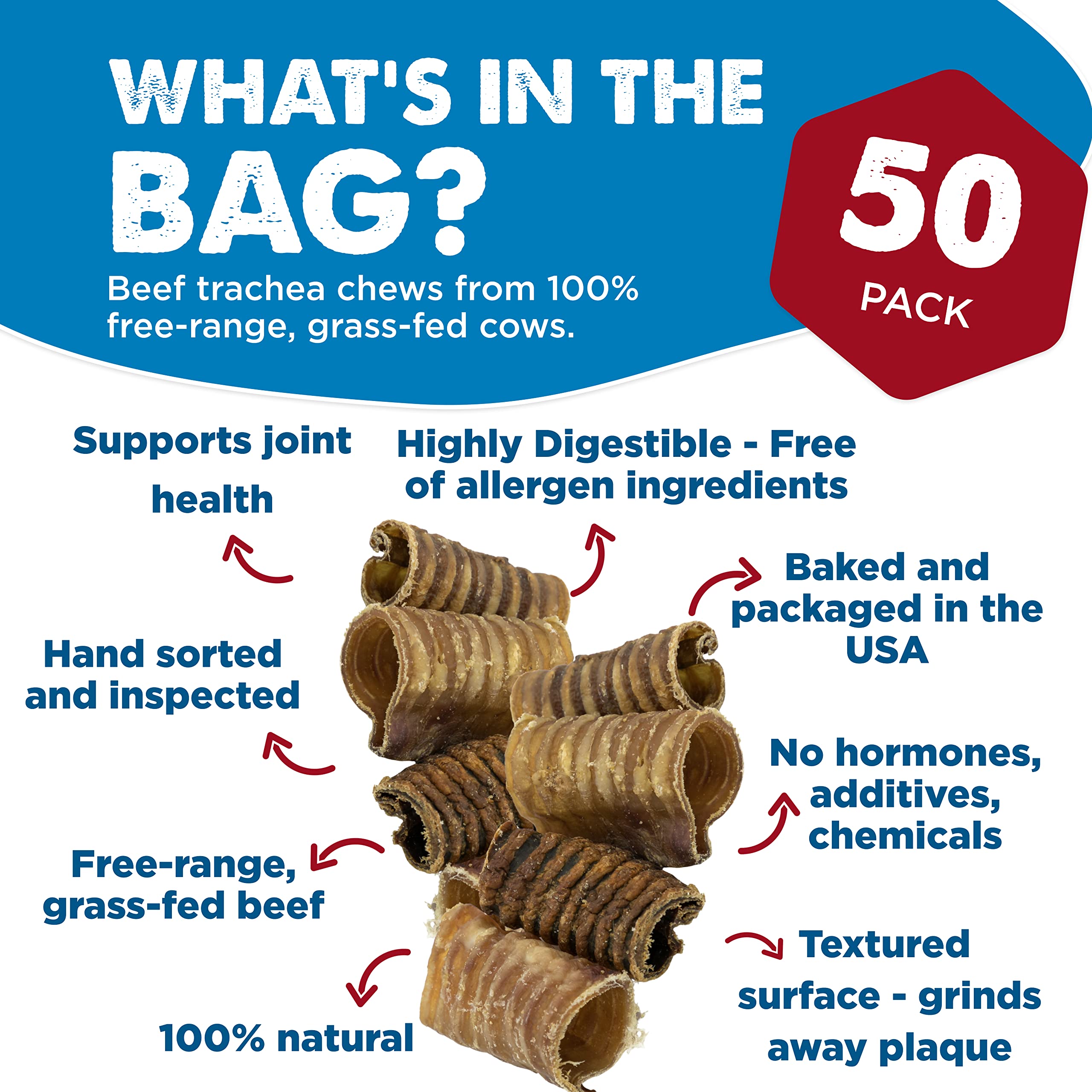 Best Bully Sticks premium 3-inch beef trachea being chewed by a dog for dental-friendly chew