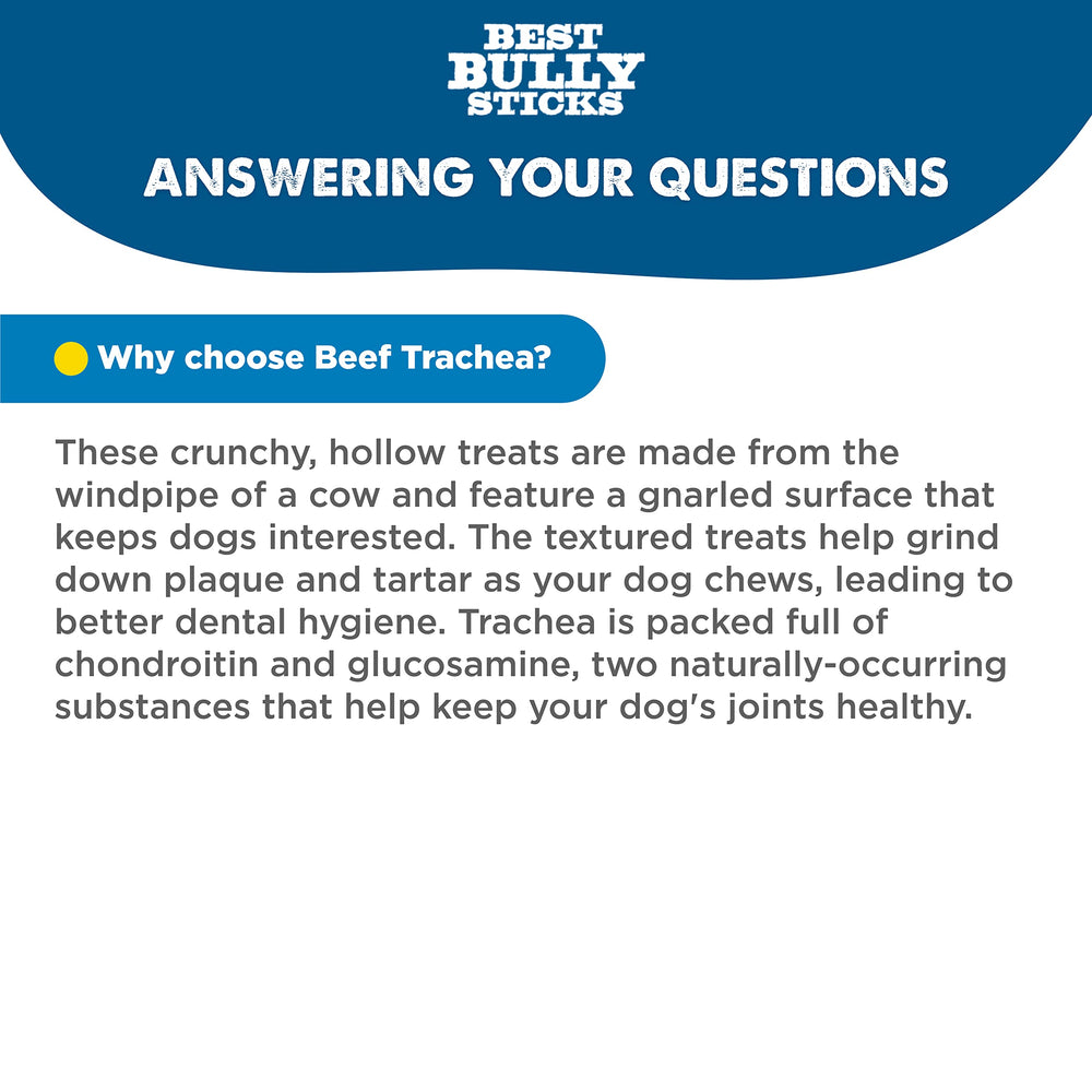 Best Bully Sticks premium 3-inch beef trachea with glucosamine hints at joint-supporting snack