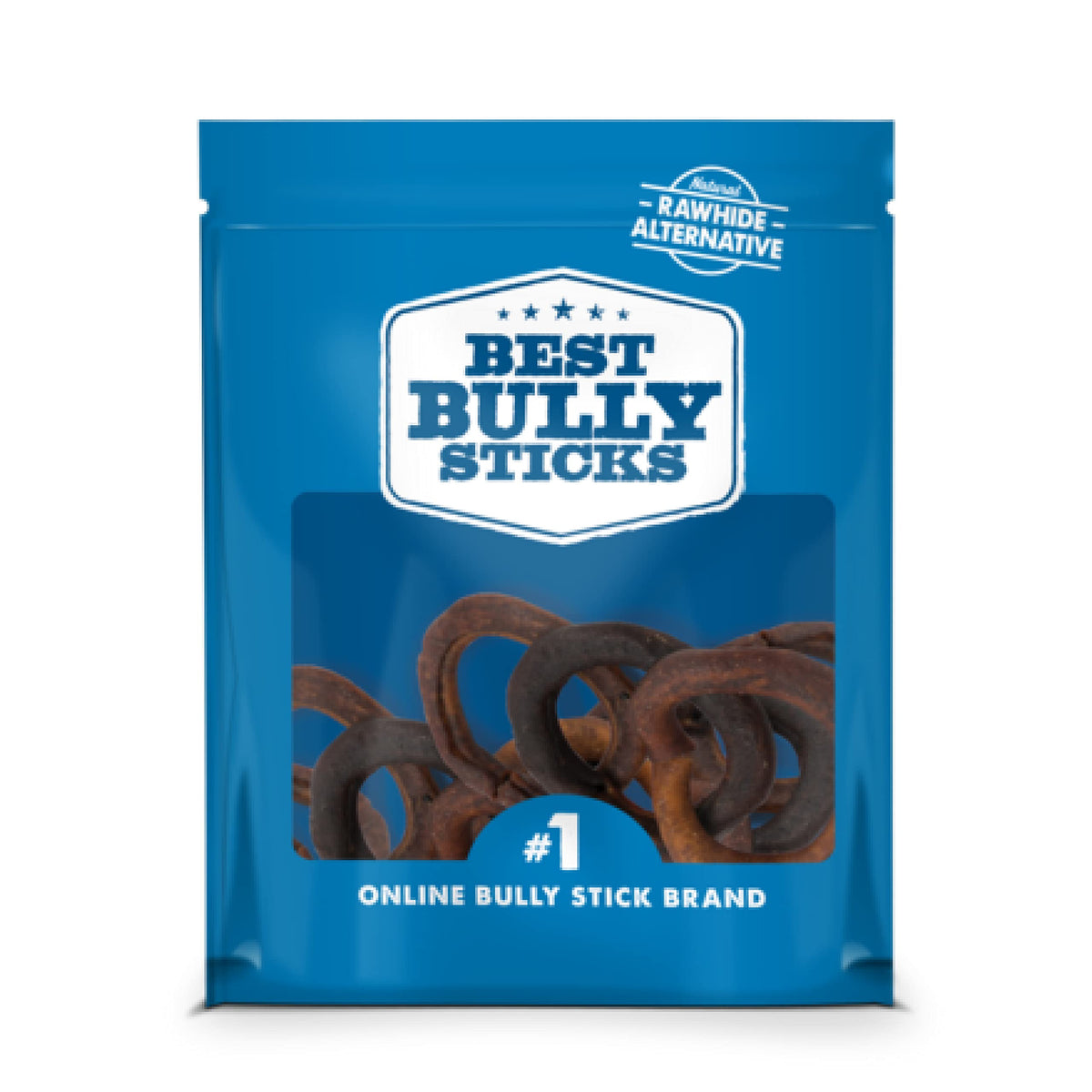 Best Bully Sticks puppy teething rings closeup, natural collagen chew for small dogs supporting dental care.