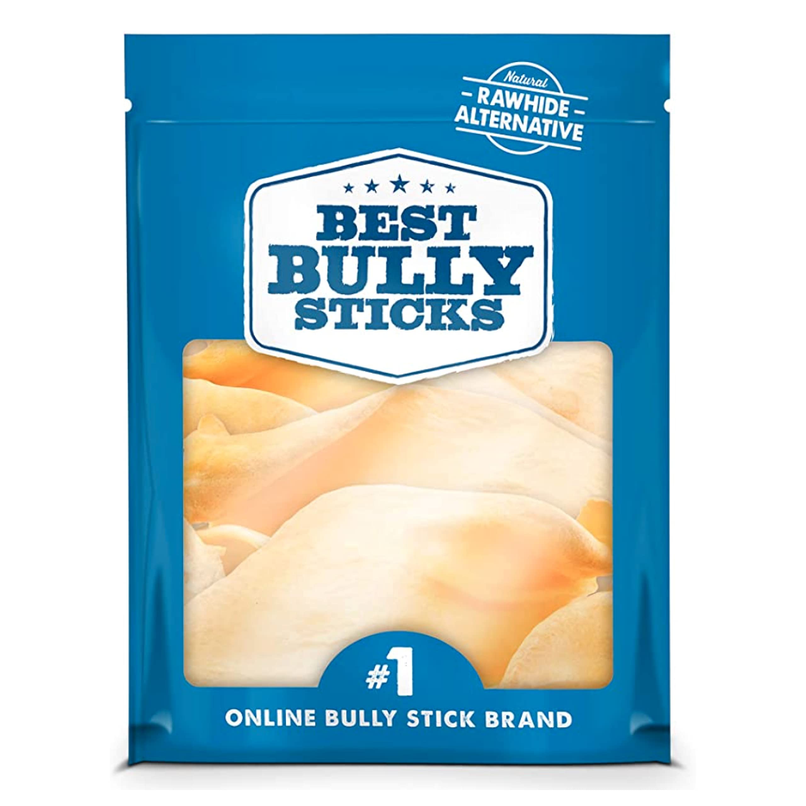 Best Bully Sticks thick-cut cow ears packaging highlights single-ingredient natural dog treats