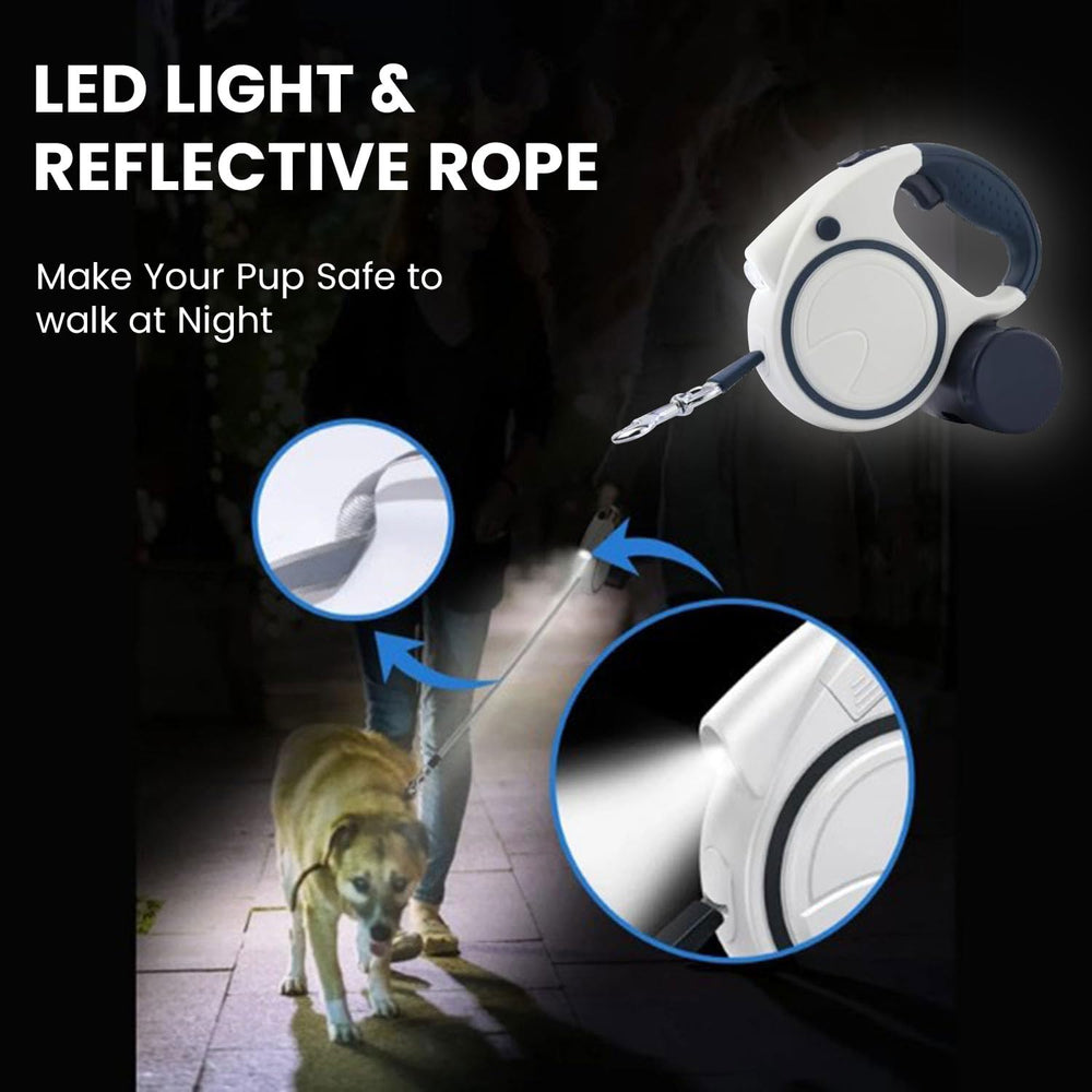 Best Dog Supplies leash with dispenser and flashlight ready for quick treats and night outings.