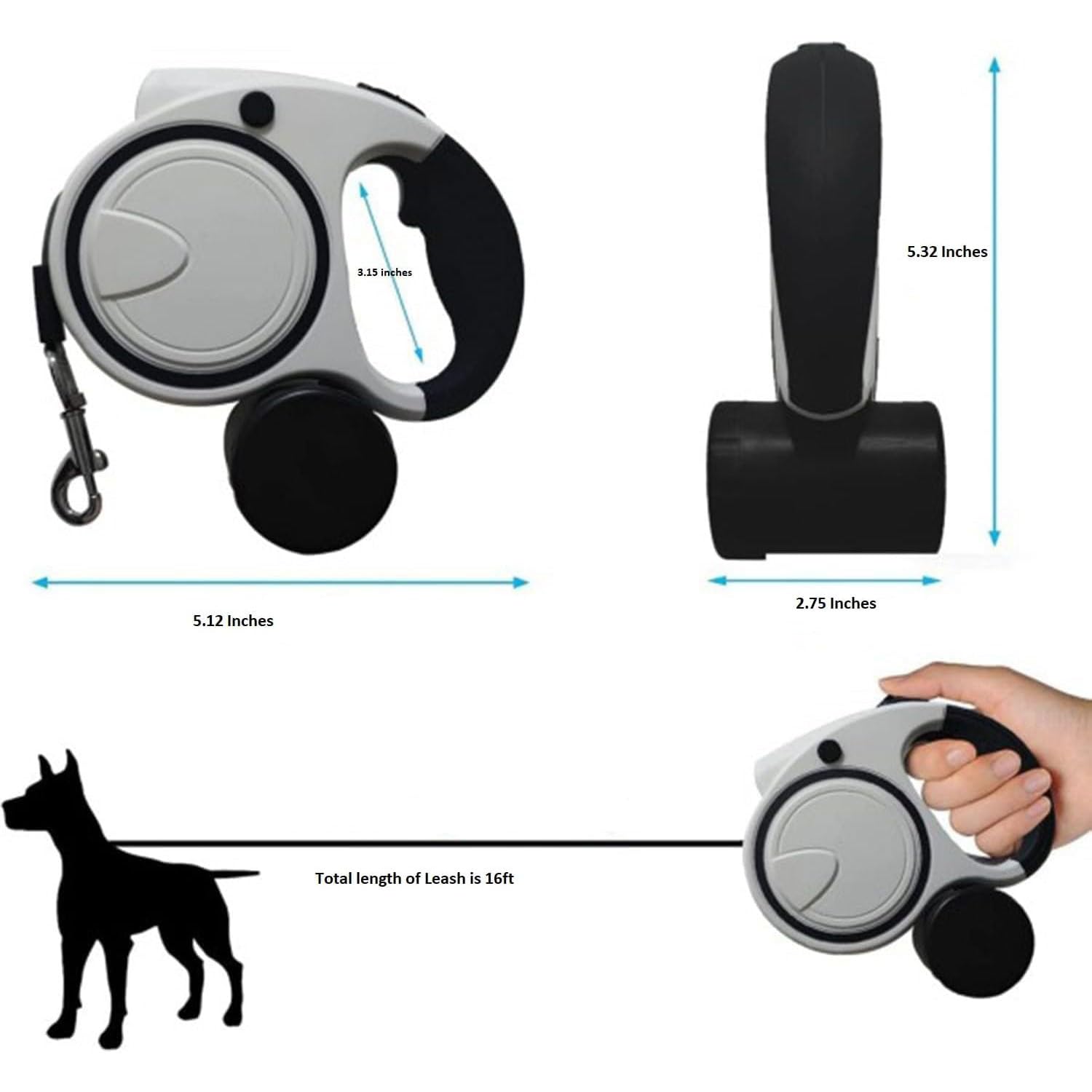 Best Dog Supplies night-walk leash showing built-in flashlight lighting the path.