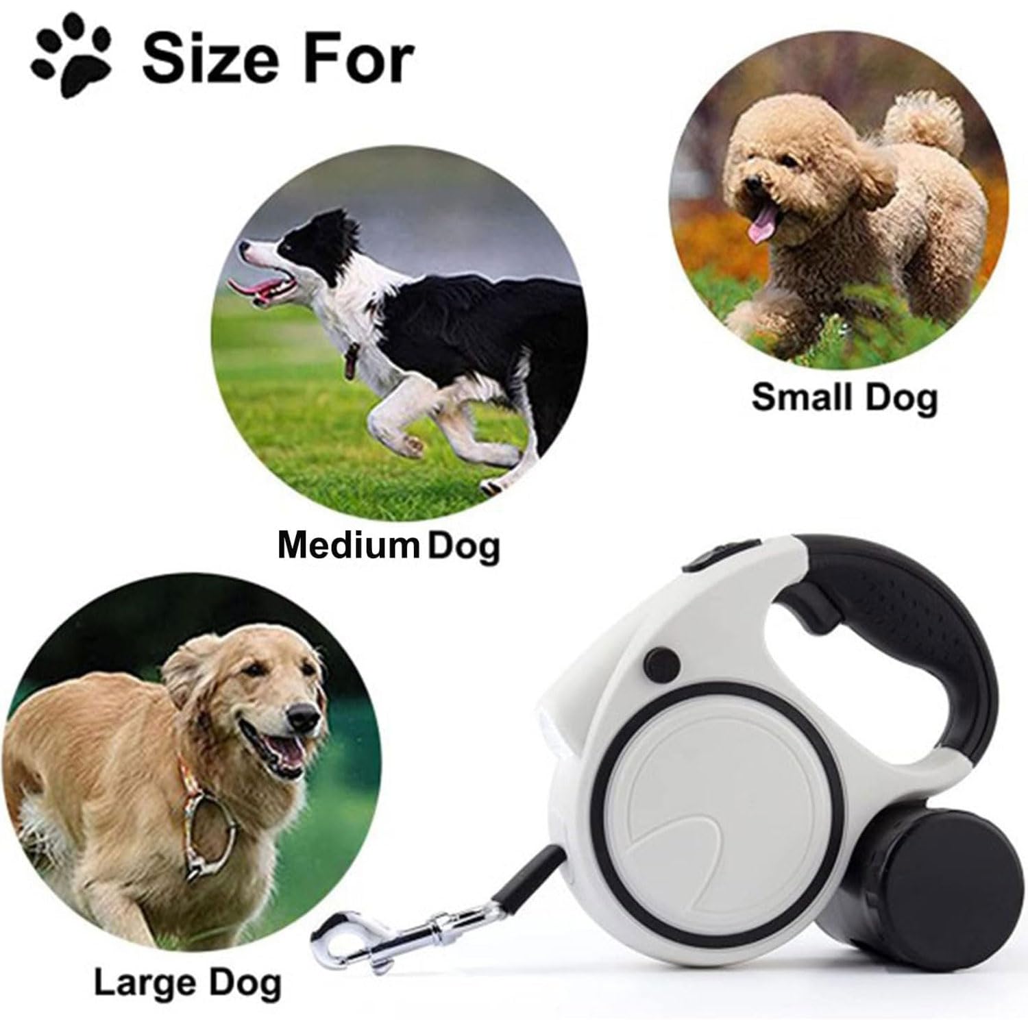 Best Dog Supplies white retractable leash with compact design for everyday use.
