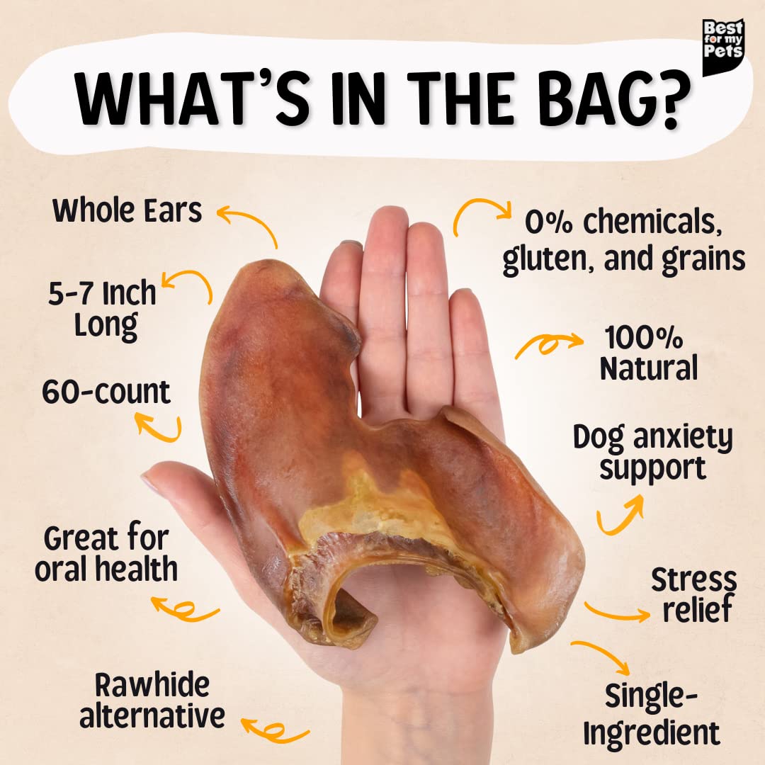 Best For My Pets pig ears 60-pack on shelf shows convenient bulk dog treats