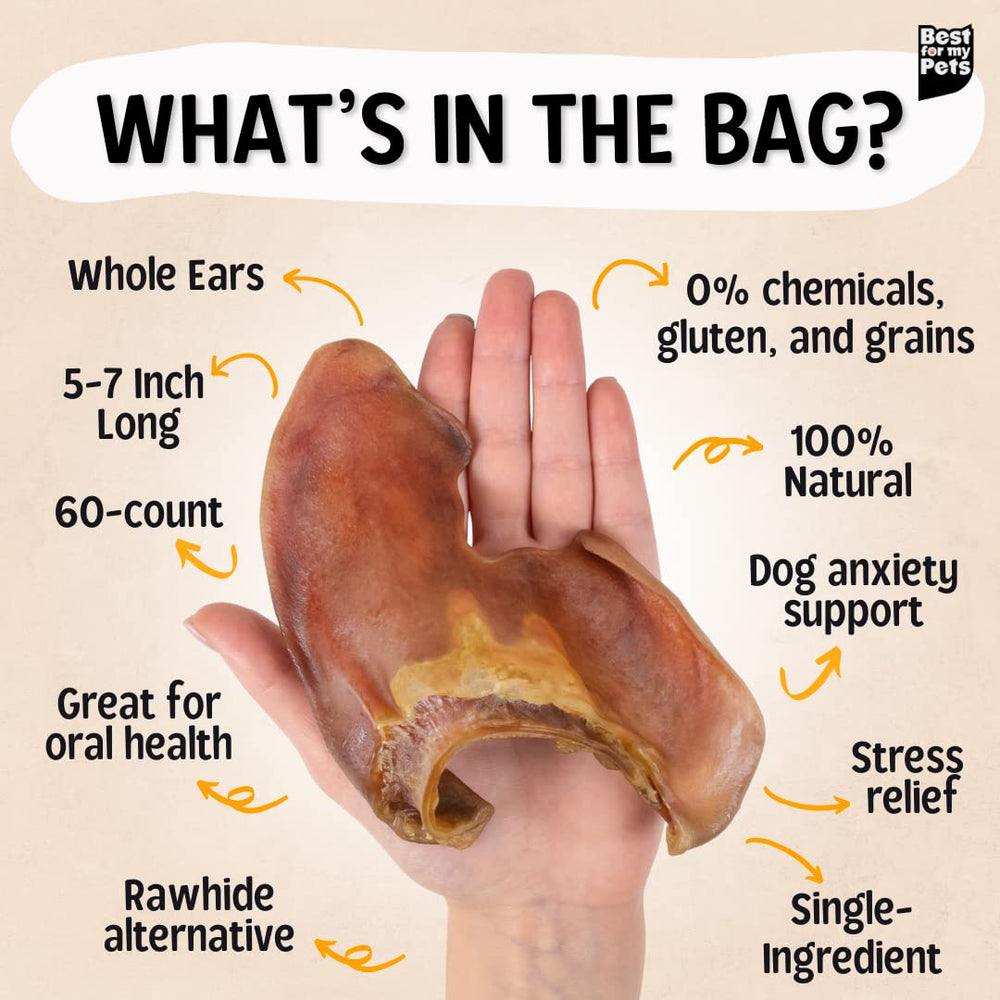 Best For My Pets pig ears 60-pack on shelf shows convenient bulk dog treats