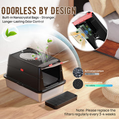 BEST JAJA stainless-steel cat litter box with 160-degree lid for easy cleaning access.