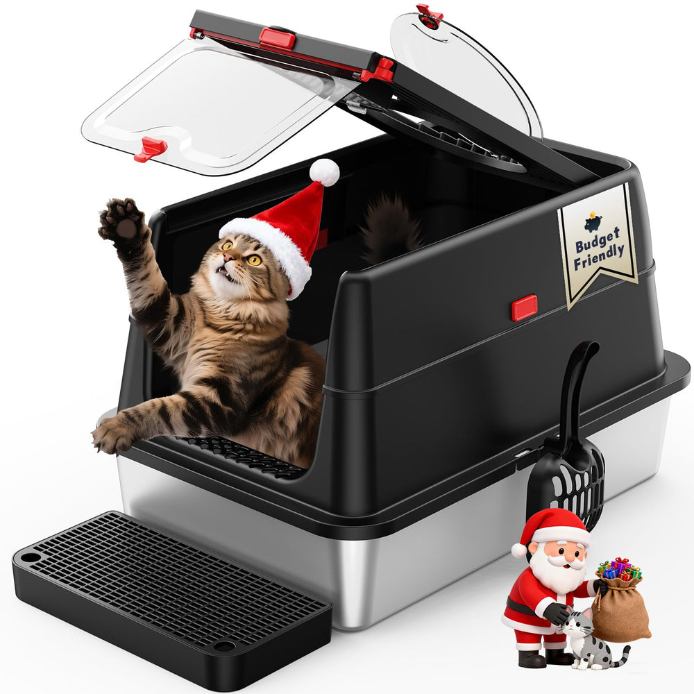 BEST JAJA stainless-steel cat litter box open pan for spacious multi-cat use.