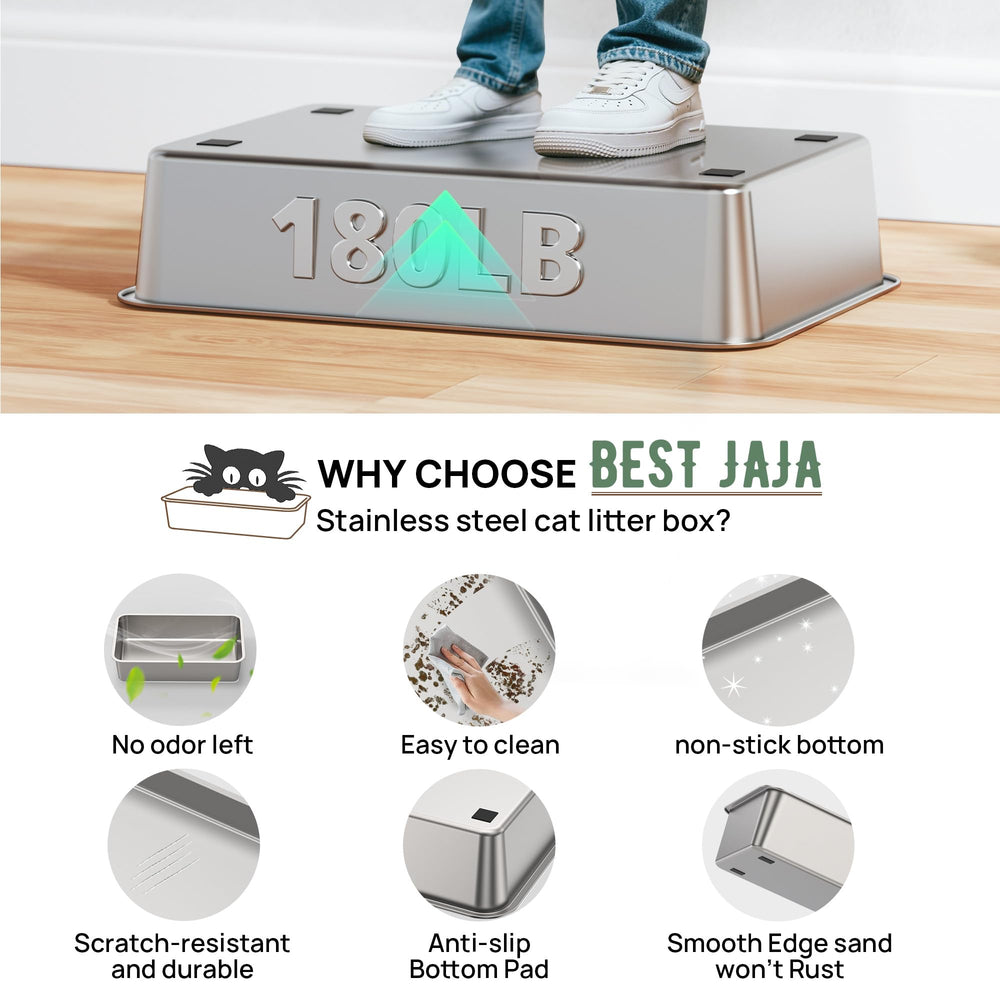 BEST JAJA stainless steel litter box XL size offers room for large cats