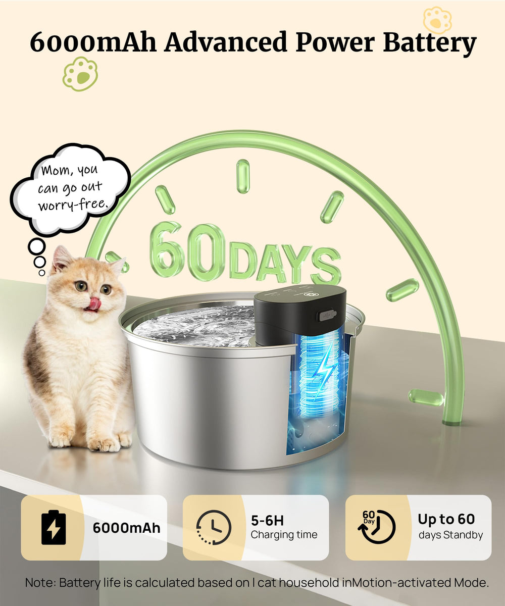 BEST JAJA wireless fountain battery charging shows rechargeable 6000 mAh power