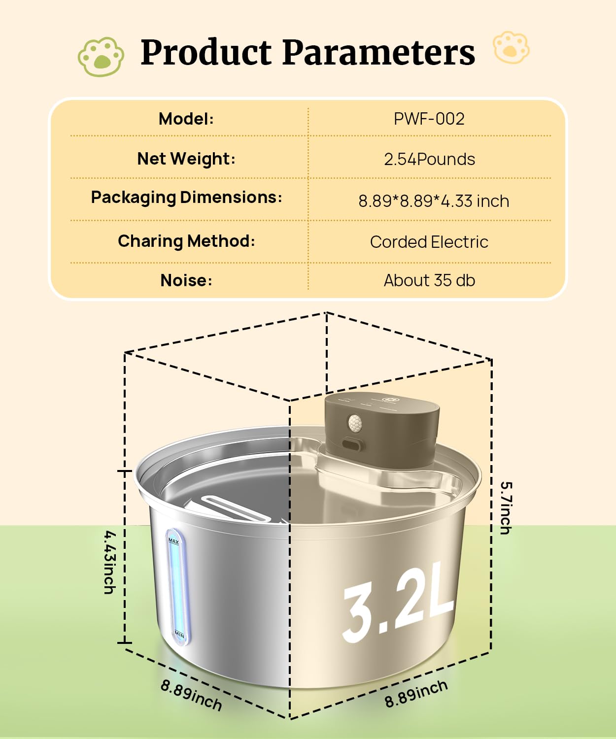 BEST JAJA large capacity 3.2L image reduces refills for multi-pet homes