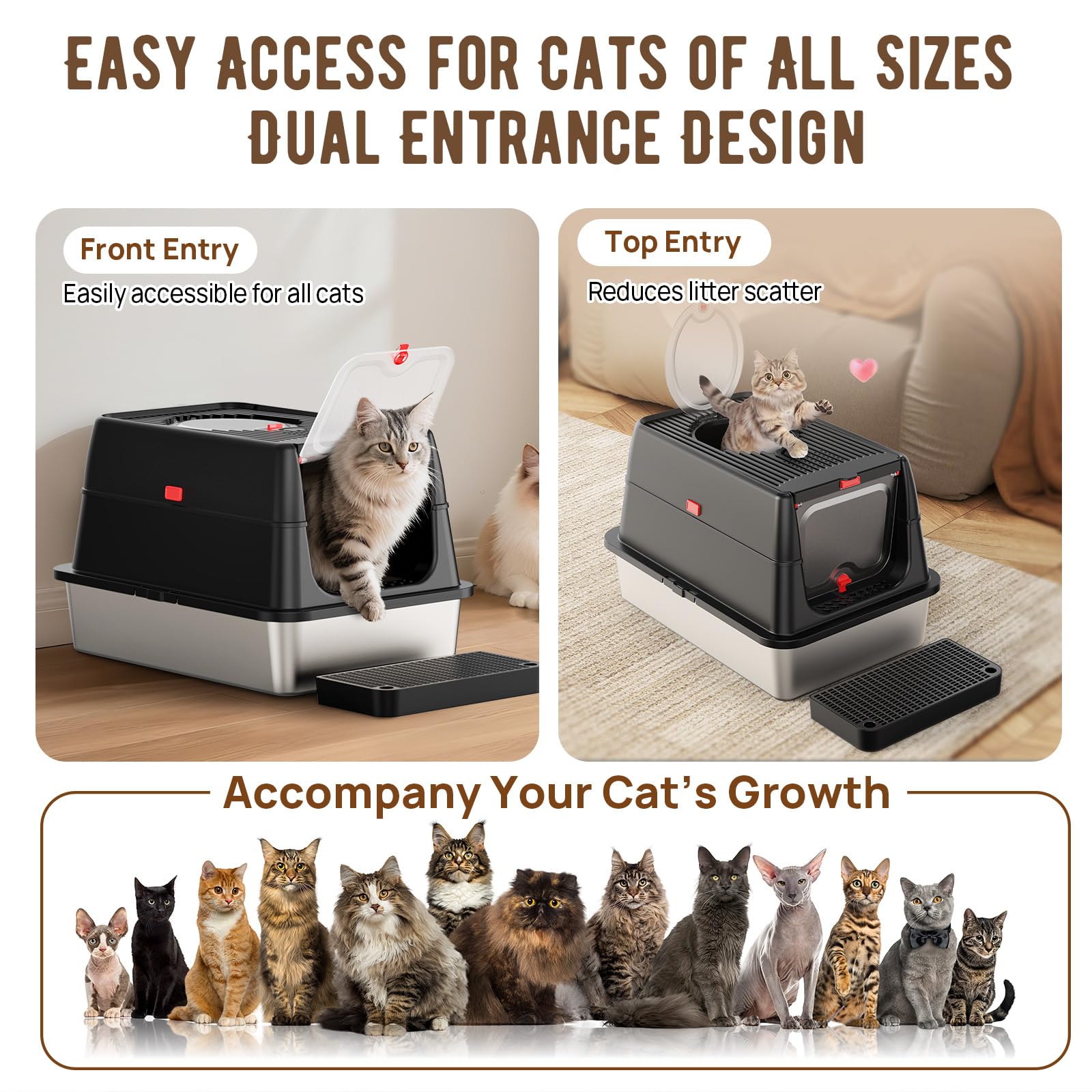 BEST JAJA XL-size litter box dimensions for large cats.