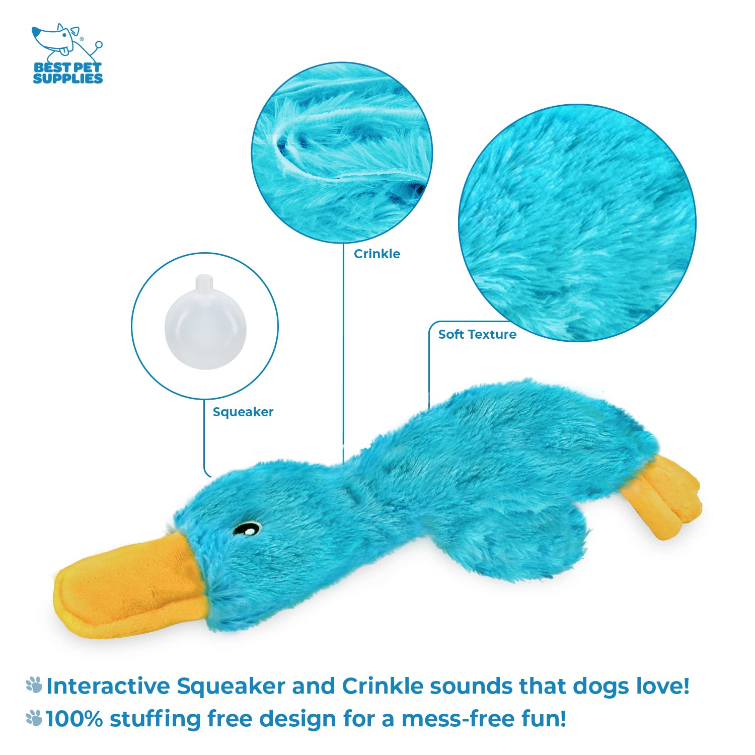 Best Pet Supplies squeaker-in-head crinkle body detail engages dogs with multi-sensory fun.