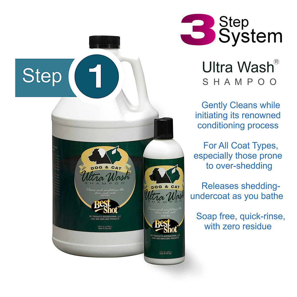 Best Shot Ultra Wash Shampoo highlighting Coat Release Technology for easier shedding.