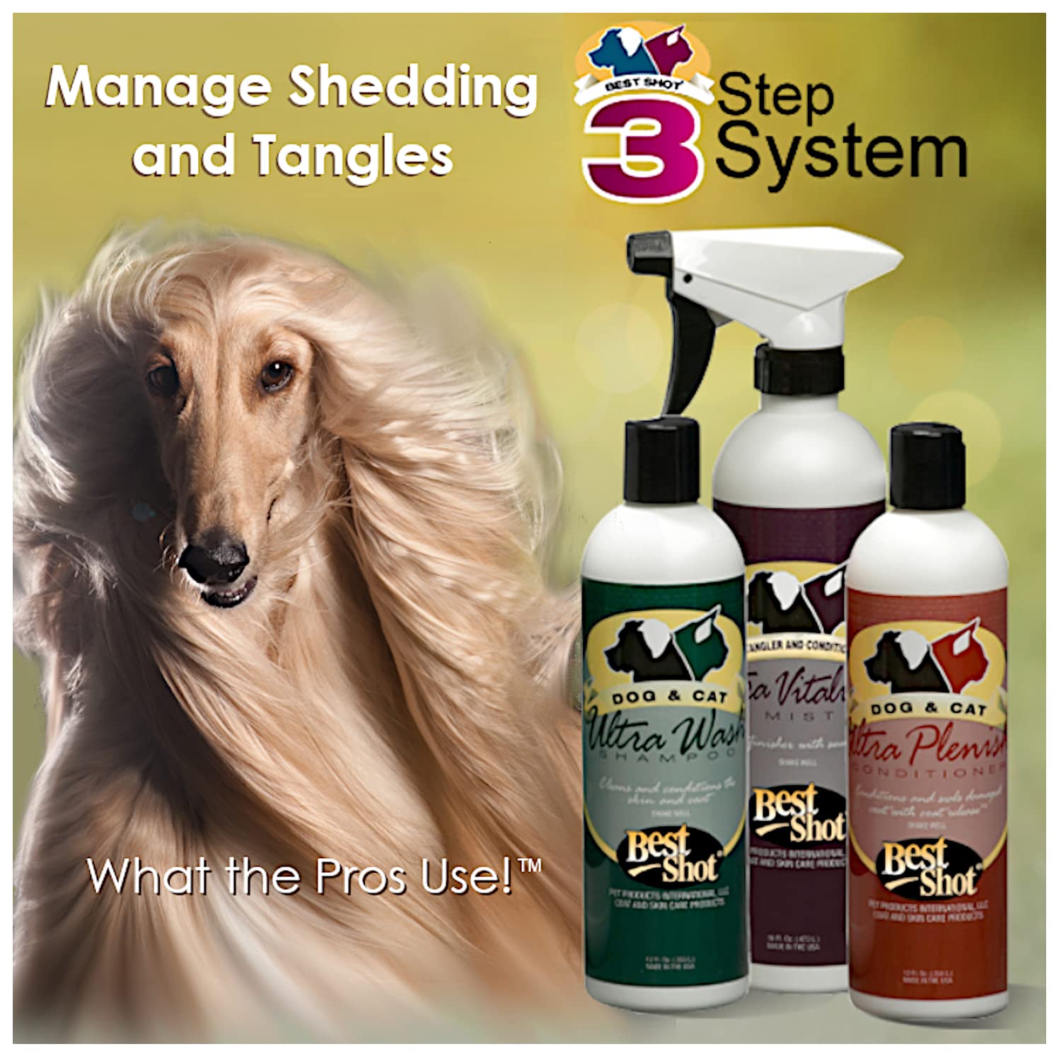 Best Shot Ultra Wash Shampoo used on dogs, cats, and horses for versatile coat care.