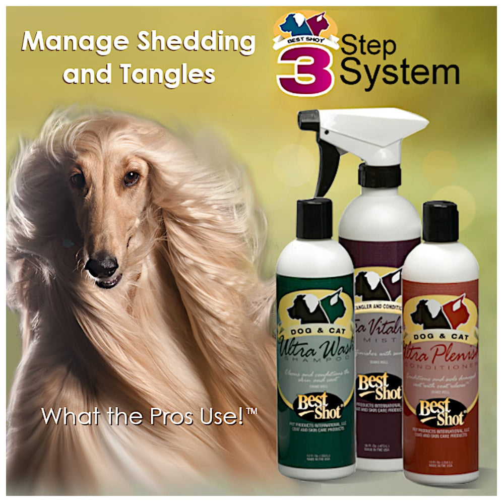 Best Shot Ultra Wash Shampoo used on dogs, cats, and horses for versatile coat care.