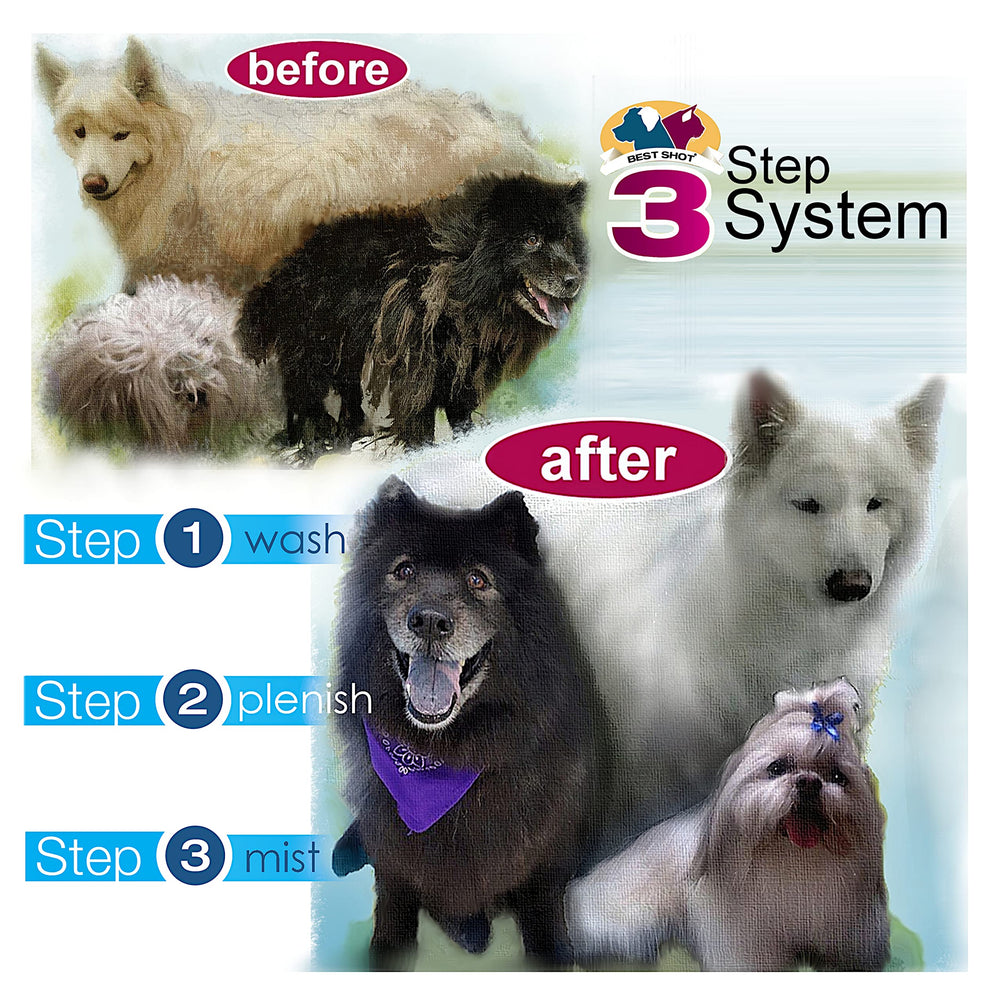 Best Shot Ultra Wash Shampoo's herbal scent enhances the grooming experience.