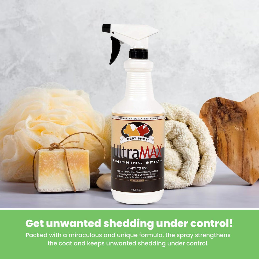 Best Shot UltraMAX Pro Finishing Spray pump bottle ready for between-bath touch-ups and shine restoration