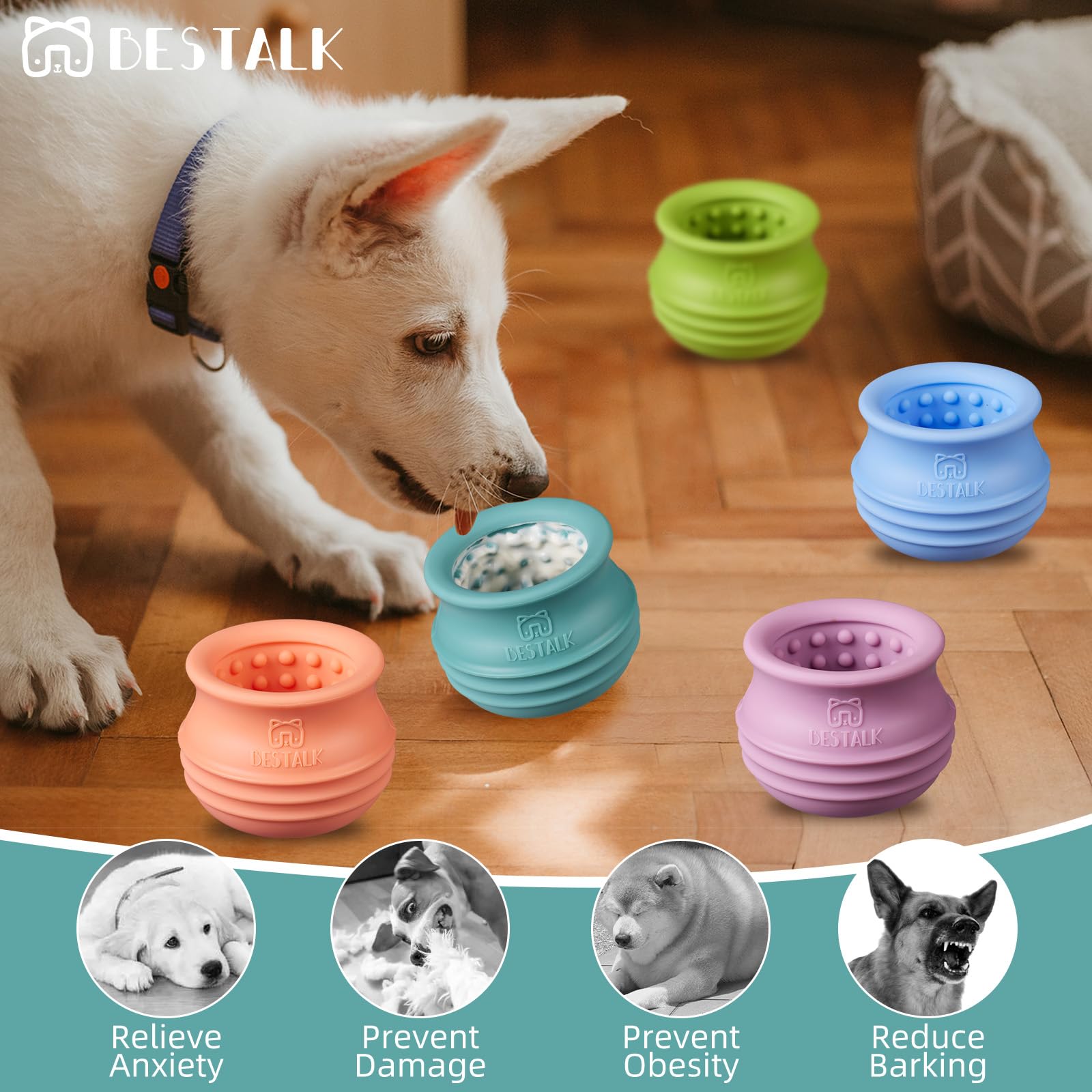 Bestalk dog enrichment toy textured-surface providing tactile licking feedback
