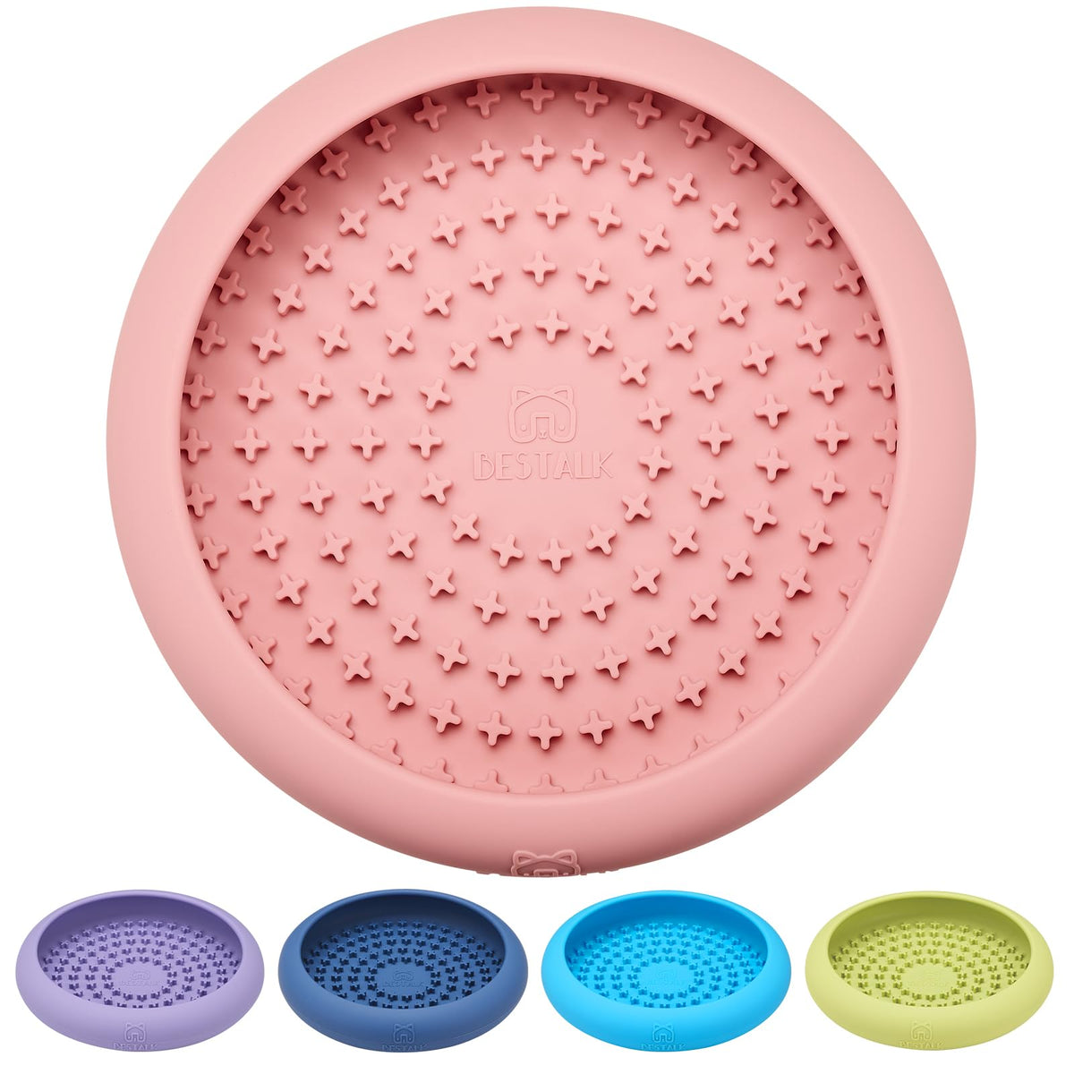 Bestalk dog lick bowl closeup textured surface promotes licking for dental health.