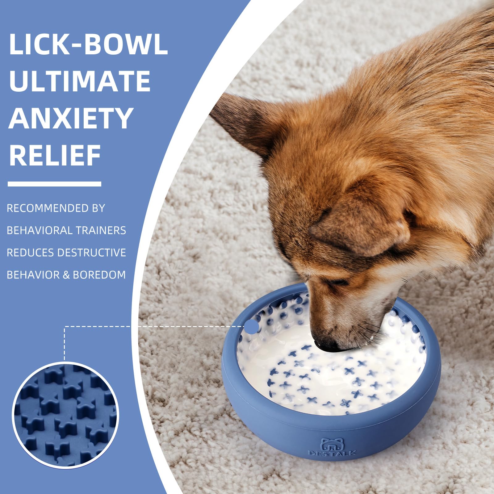 Bestalk dog lick bowl-freeze-setup offers long-lasting treat play.