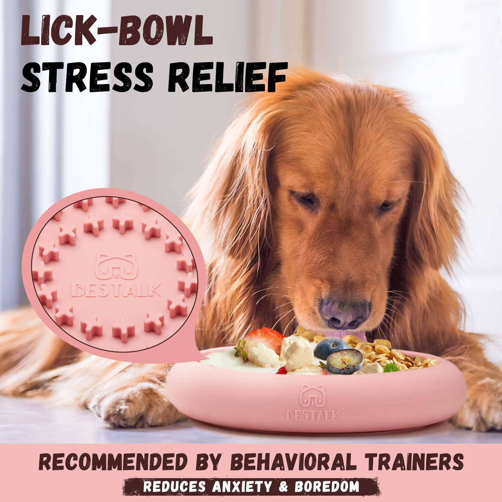 Bestalk dog lick bowl freeze-treat friendly for longer play sessions.