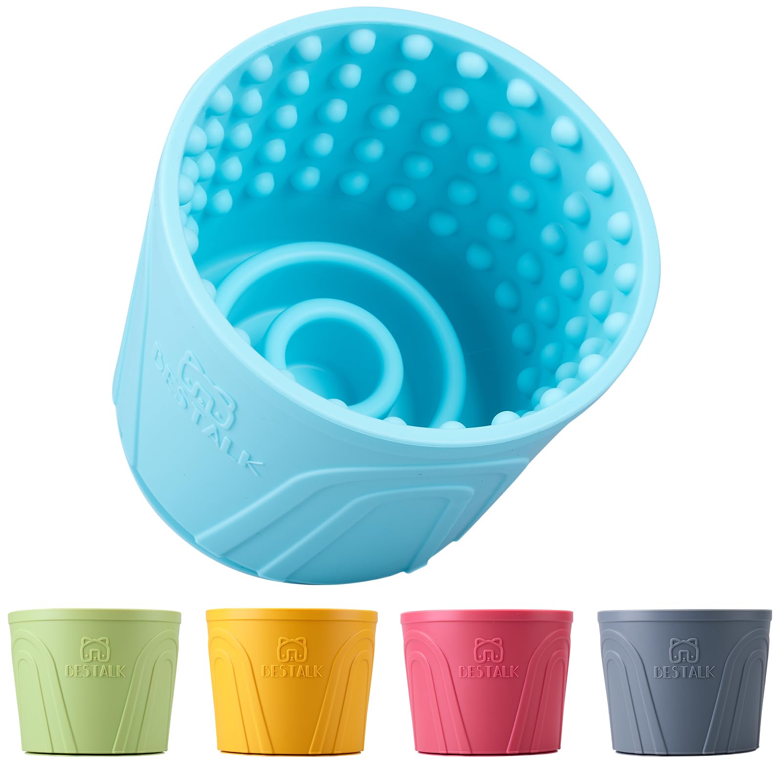 Bestalk Dog Lick Bowl teal angle view for a slow feeding experience