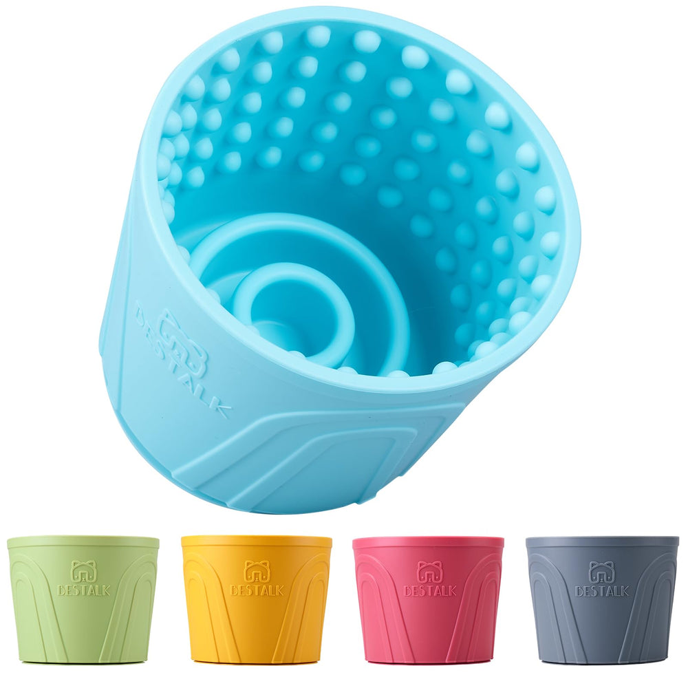 Bestalk Dog Lick Bowl teal angle view for a slow feeding experience