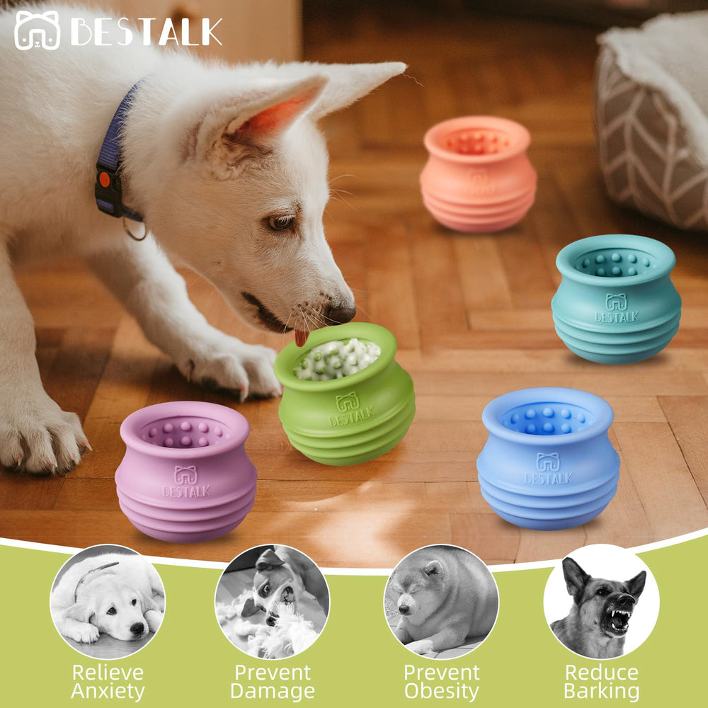 Bestalk textured surface on dog toy helps clean teeth as dogs lick.
