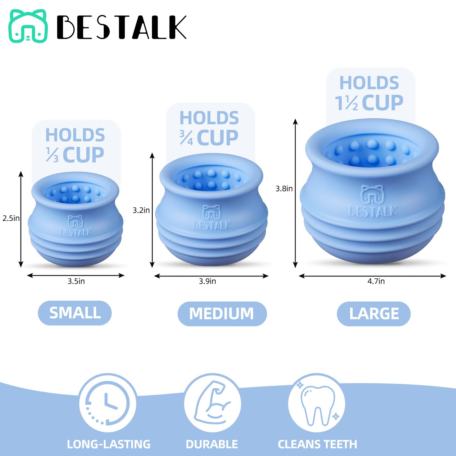 Bestalk textured surface encourages licking and helps fresh breath naturally.